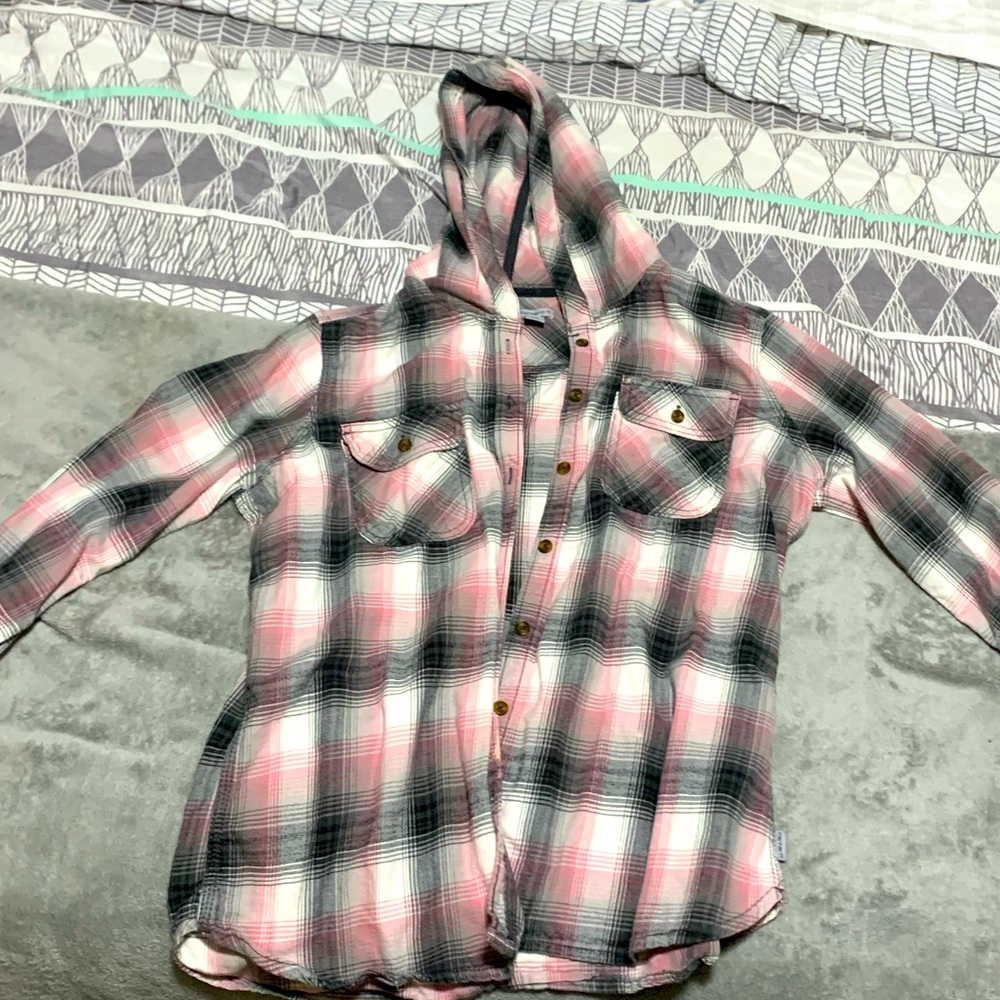 Carhartt hooded button down shirt, size L